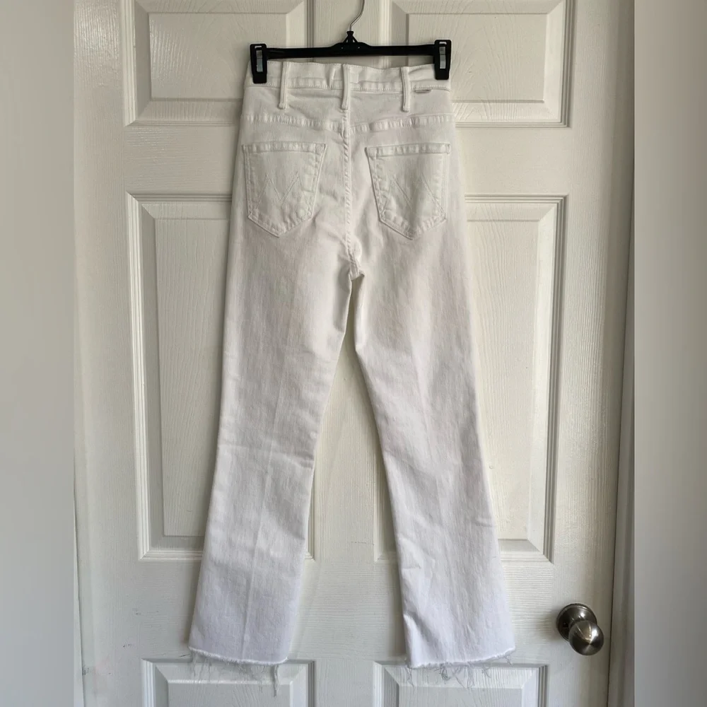 MOTHER The Hustler Ankle Fray In Fairest Of Them All White High Rise Jeans 24 - Picture 8 of 15